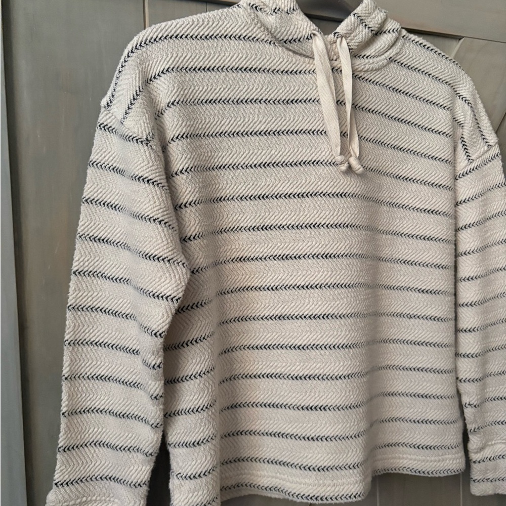 J. Crew Cream and Black Hooded Top